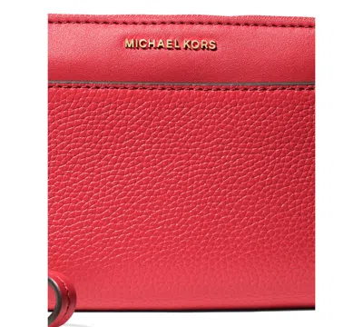 Michael Kors Jet Set Leather Top Zip Convertible Wristlet In Red
