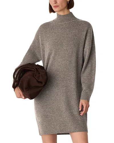 Whistles Funnel Neck Wool Mini Dress In Brown