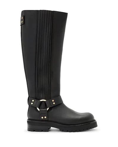Allsaints Maddie Knee High Leather Boots In Black