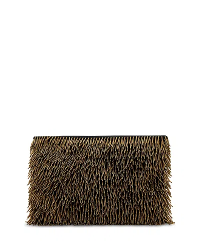 Allsaints Womens Warm Brass Bettina Bead-embellished Canvas Clutch Bag In Multi