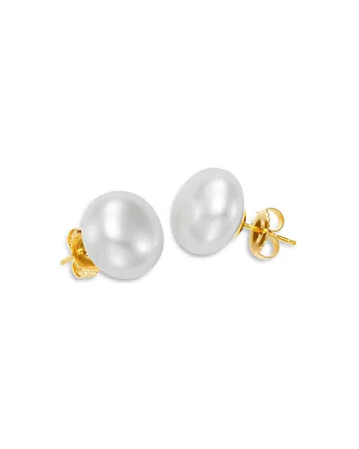 Bloomingdale's Fine Collection Freshwater Pearl Button Stud Earrings In 14k Yellow Gold In Gold