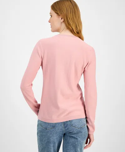 Nautica Jeans Women's Cotton V-neck Textured Sweater In Pink