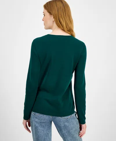 Nautica Jeans Women's Cotton Deer-graphic Sweater In Green
