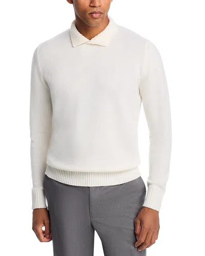 Maurizio Baldassari Split Mock Neck Cashmere Sweater In White
