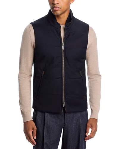 Maurizio Baldassari Wool Channel Quilt Travel Vest In Blue