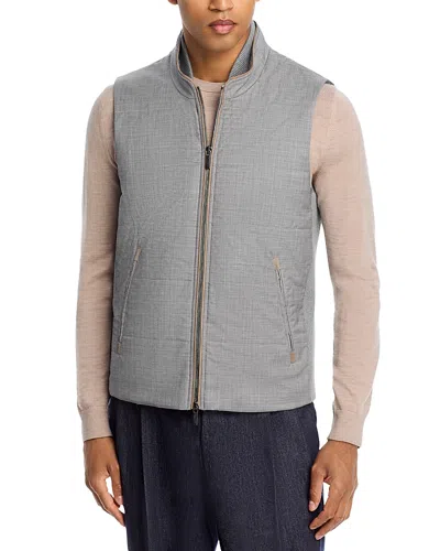 Maurizio Baldassari Wool Channel Quilt Travel Vest In Gray
