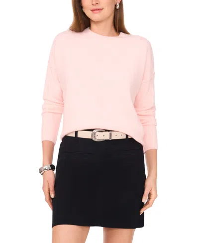 Vince Camuto Women's Cozy Crewneck Long-sleeve Extend-shoulder Sweater In Pink