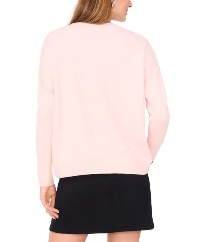 Vince Camuto Women's Cozy Crewneck Long-sleeve Extend-shoulder Sweater In Pink