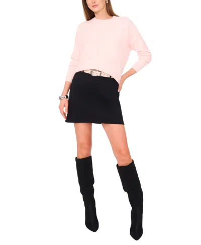 Vince Camuto Women's Cozy Crewneck Long-sleeve Extend-shoulder Sweater In Pink