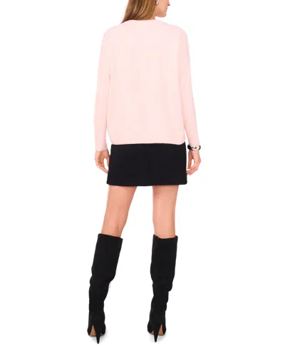 Vince Camuto Women's Cozy Crewneck Long-sleeve Extend-shoulder Sweater In Pink
