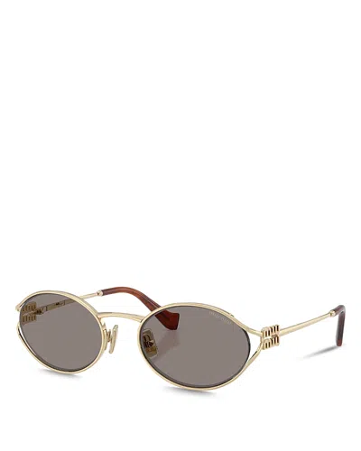 Miu Miu Oval Sunglasses, 54mm In Gold