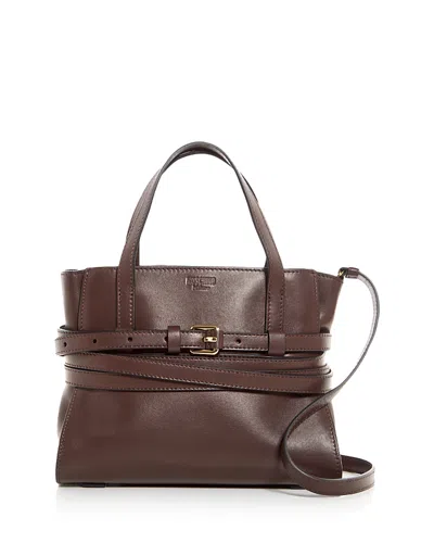 Moschino Tie Me Leather Shoulder Bag In Brown