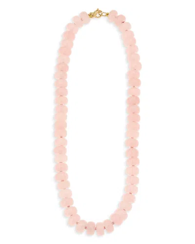 Adina Reyter 9k Yellow Gold Rose Quartz Necklace, 16 In Pink