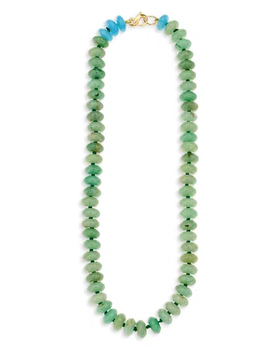 Adina Reyter 9k Yellow Gold Blue Quartz & Green Aventurine Collar Necklace In Green
