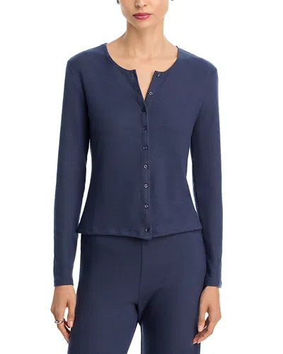 Leset Lauren Crewneck Cardigan Sweater In Blue