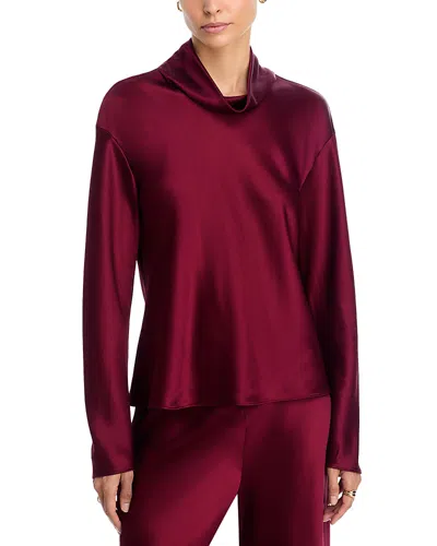 Leset Barb Long Sleeve Cowlneck Top In Burgundy