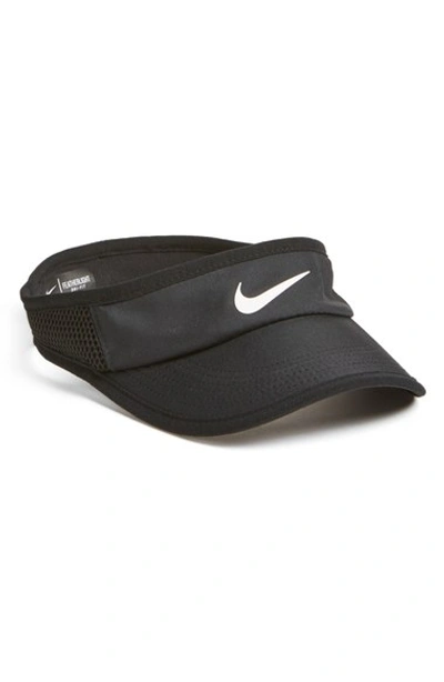 Shop Nike 'featherlight' Dri-fit Visor In Black/ Black/ White