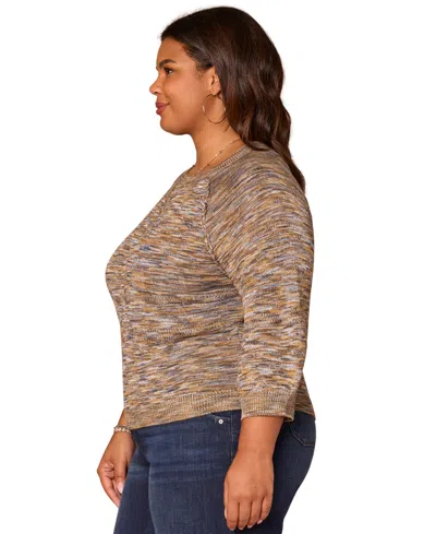 Democracy Plus Size Blouson Round-neck Sweater In Multi