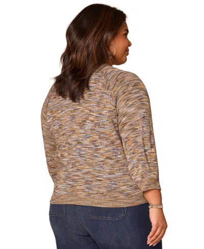 Democracy Plus Size Blouson Round-neck Sweater In Multi