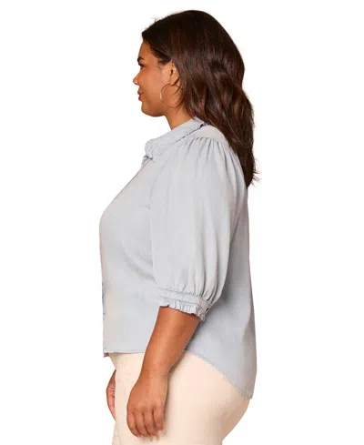 Democracy Womens Ruffle Trim Collar Button Front Top Ps Xl In Multi