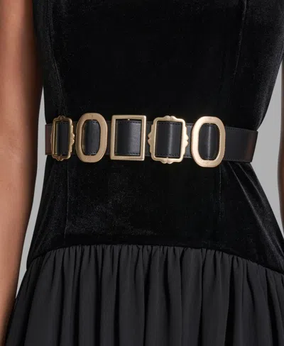 Karl Lagerfeld Velvet & Chiffon Midi Dress In Black