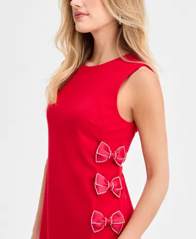 Karl Lagerfeld Contrast Bows Sheath Dress In Red