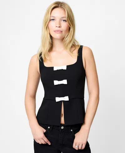 French Connection Azra Peplum Bow Top In Multi