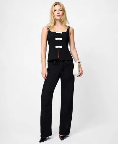 French Connection Azra Peplum Bow Top In Multi