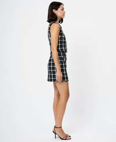 French Connection Windowpane Tweed Crop Top In Multi