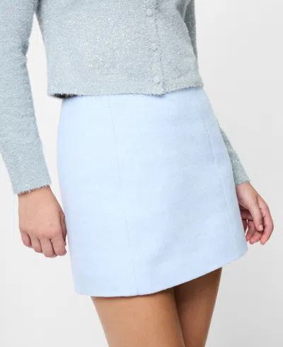 French Connection Textured Boiled Wool Mini Skirt In Blue