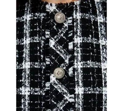 French Connection Windowpane Tweed Crop Top In Multi