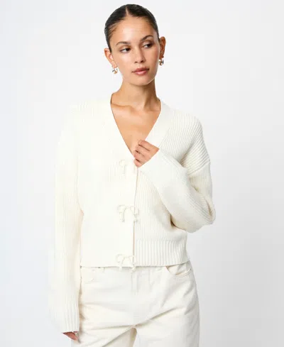 French Connection Embellished Baby Soft Knit Cardigan Sweater In White