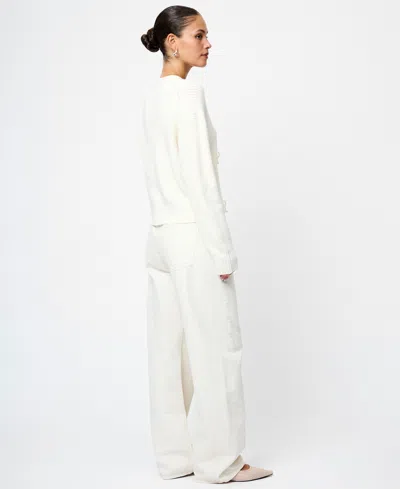 French Connection Embellished Baby Soft Knit Cardigan Sweater In White