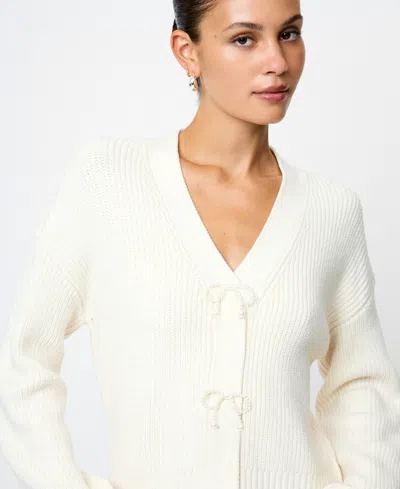 French Connection Embellished Baby Soft Knit Cardigan Sweater In White