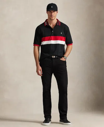 Polo Ralph Lauren Men's Big & Tall Striped Soft Cotton Polo Shirt In Black