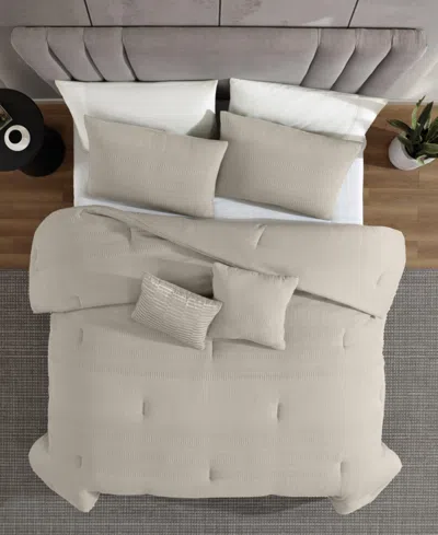 Kenneth Cole New York Solid Variegated Waffle 3-pc. Comforter Set, Full/queen In Neutral