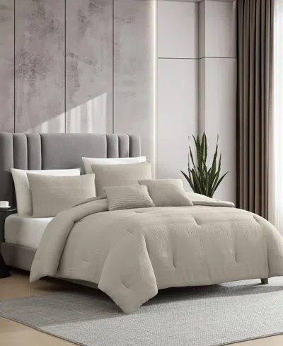 Kenneth Cole New York Solid Variegated Waffle 3-pc. Comforter Set, Full/queen In Neutral