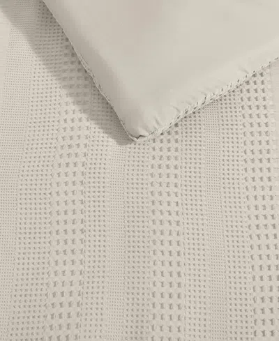 Kenneth Cole New York Solid Variegated Waffle 3-pc. Comforter Set, Full/queen In Neutral