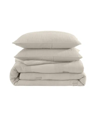 Kenneth Cole New York Solid Variegated Waffle 2-pc. Comforter Set, Twin In Neutral