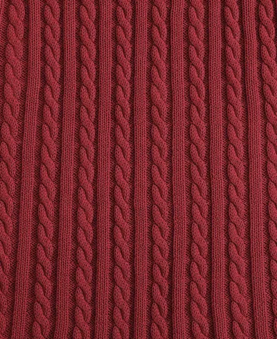 Tommy Hilfiger Cable Knit Solid Throw In Red