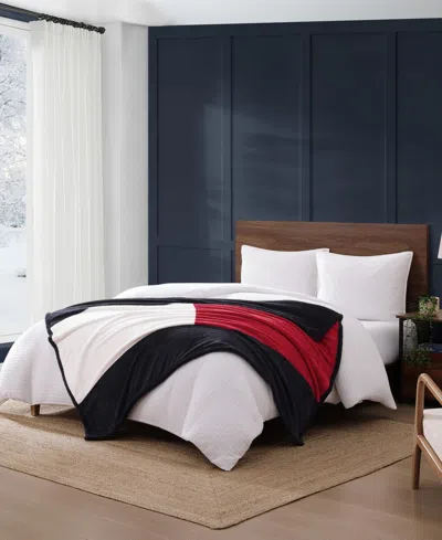 Tommy Hilfiger Iconic Flag Sherpa Throw Blanket, 70" X 50" In Multi