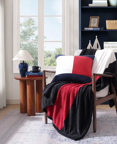 Tommy Hilfiger Iconic Flag Sherpa Throw Blanket, 70" X 50" In Multi