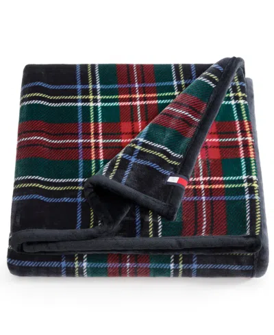Tommy Hilfiger Printed Plush Plaid Throw Blanket, 70" X 50" In Multi