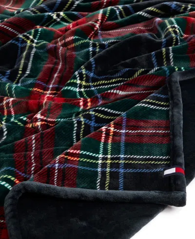 Tommy Hilfiger Printed Plush Plaid Throw Blanket, 70" X 50" In Multi