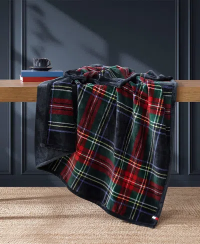 Tommy Hilfiger Printed Plush Plaid Throw Blanket, 70" X 50" In Multi