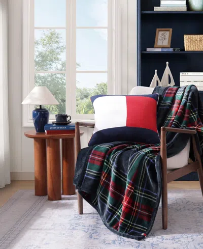 Tommy Hilfiger Printed Plush Plaid Throw Blanket, 70" X 50" In Multi