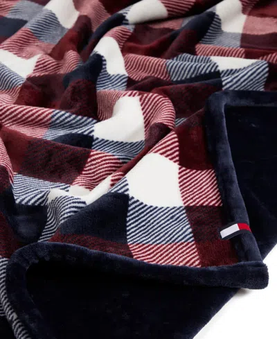 Tommy Hilfiger Printed Plush Plaid Throw Blanket, 70" X 50" In Multi