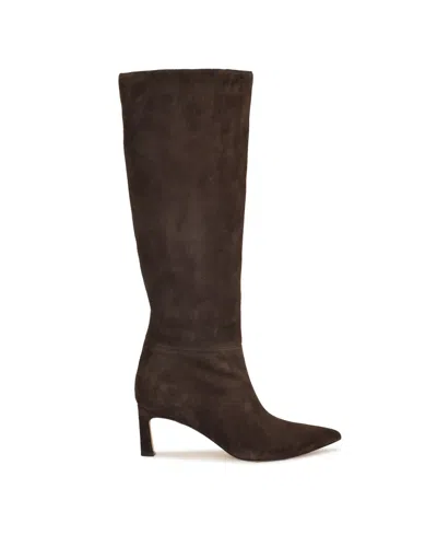 Nine West Women's Lorthey Wide Calf Tall Stiletto Dress Boots In Brown