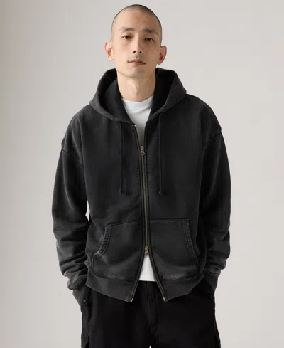 Levi's Grunge Wash Arcata Lined Full Zip Sweatshirt In Black