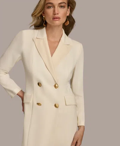 Donna Karan Crepe Coat Dress In Neutral